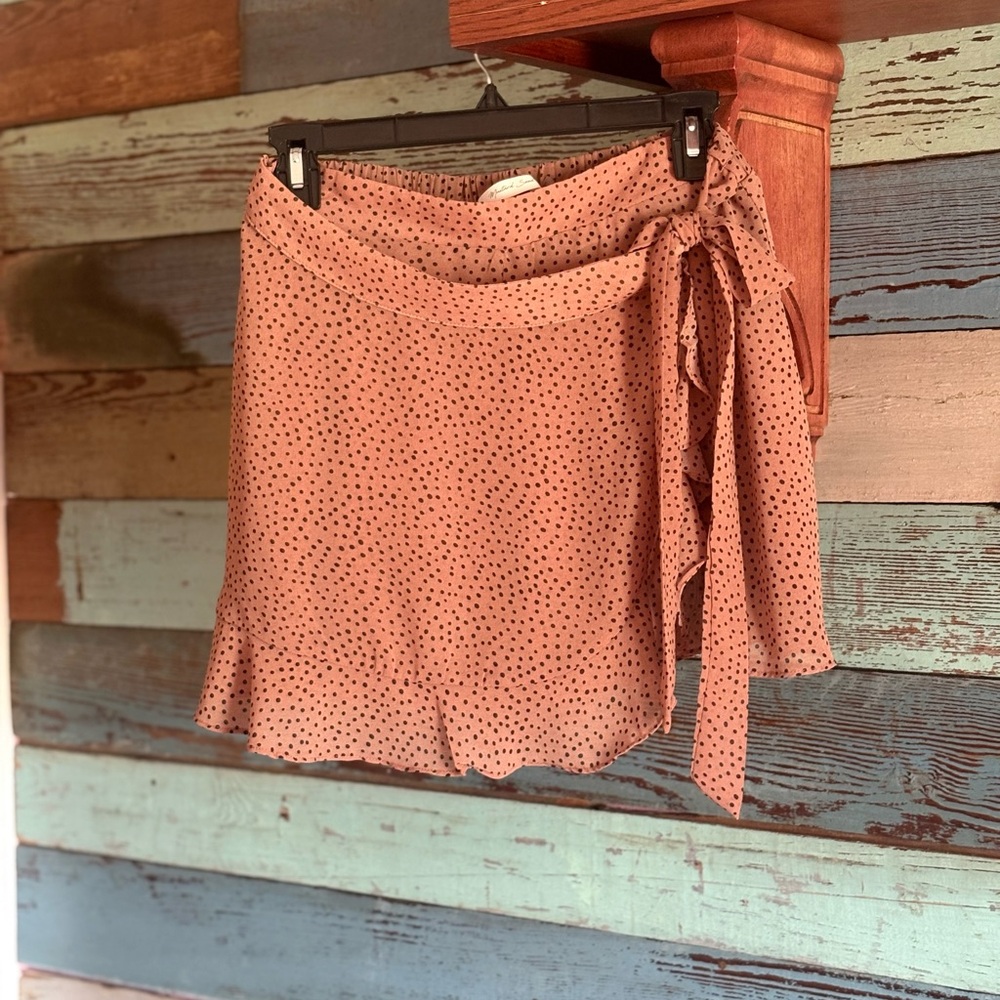 Brown Polka Dot Mini Skirt